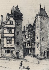 Entee de Treguier--布列塔尼地区阿莫尔丘省的首府--老法国--布列塔尼--文字、图画和石版画，作者Albert Robida（1848-1926），无日期 19世纪末 作者 阿尔伯特·罗比达