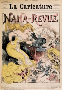 Nana-Revue：罗比达创作的关于左拉和她的作品“娜娜”的漫画 - 来自 1880 年 3 月 1 日的“漫画漫画”” 作者 阿尔伯特·罗比达