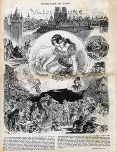 维克多-雨果（1802-1885）的《巴黎圣母院》（Notre-Dame de Paris）由阿尔伯特-罗比达（1848-1926）在1902年的 "Le rire "中绘制。 作者 阿尔伯特·罗比达