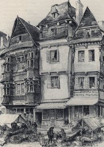 拉尼翁的马车广场--老法国--布列塔尼--文字、图画和石版画，作者阿尔伯特-罗比达（1848-1926），无日期 19世纪末 作者 阿尔伯特·罗比达