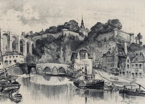 迪南市--旧法国--布列塔尼--文字、图画和石版画，作者阿尔伯特-罗比达（1848-1926），无日期 19世纪末 作者 阿尔伯特·罗比达
