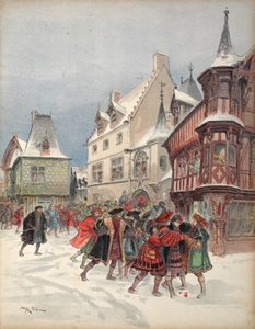 国王在Romorantin的St. Pol房子的模拟战斗中受伤，来自&39;Francois Ier：Le Roi Chevalier，来自George G. Toudouze，酒吧的插图。 1909年 作者 阿尔伯特·罗比达