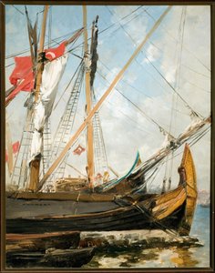 土耳其博斯普鲁斯海峡上的帆船 Alberto Pasini (1826-1899) 绘画 19 世纪 Genes，Galleria d