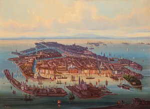 威尼斯的鸟瞰图，1867年。 作者 阿尔贝托·里格