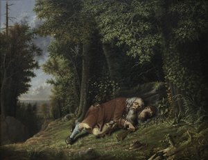 Rip Van Winkle Asleep，1879-80（油罐头）