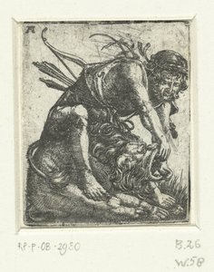 赫拉克勒斯杀死尼米亚狮子 作者 阿尔布雷希特·阿尔特多夫（Albrecht Altdorfer）
