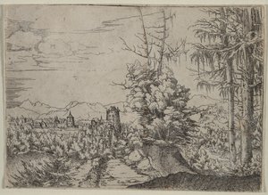 双松景观 作者 阿尔布雷希特·阿尔特多夫（Albrecht Altdorfer）