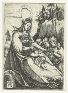 玛利亚与圣婴和两个小男孩 作者 阿尔布雷希特·阿尔特多夫（Albrecht Altdorfer）