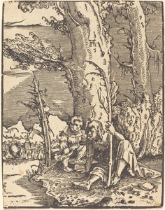 圣克里斯托弗坐在河岸边 作者 阿尔布雷希特·阿尔特多夫（Albrecht Altdorfer）