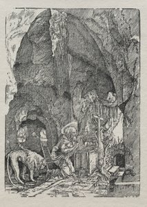 洞穴中的圣杰罗姆角c。 1513-15。 作者 阿尔布雷希特·阿尔特多夫（Albrecht Altdorfer）