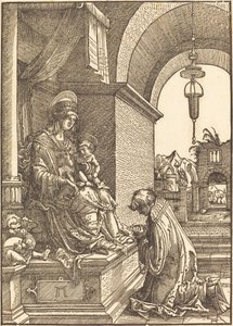 跪在圣母和圣婴前的顺从者 作者 阿尔布雷希特·阿尔特多夫（Albrecht Altdorfer）