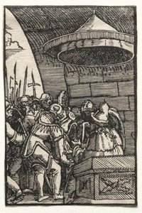 人的堕落与救赎：彼拉多洗手，c。 1515。 作者 阿尔布雷希特·阿尔特多夫（Albrecht Altdorfer）