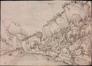 Vue de Sarmingstein sur le Danube (Autriche) - Dessin de Albrecht Altdorfer (vers 1480-1538) 作者 阿尔布雷希特·阿尔特多夫（Albrecht Altdorfer）