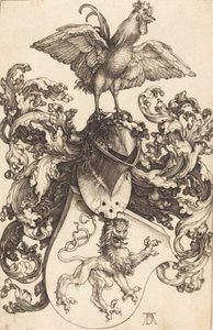 带有狮子和公鸡的盾形纹章, 15021503. 作者 阿尔布雷希特丢勒