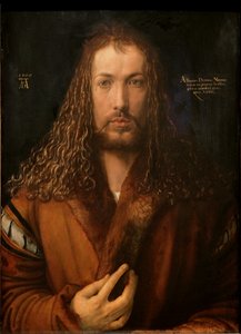 德语: Selbstbildnis im Pelzrock 穿毛边长袍的自画像 作者 阿尔布雷希特丢勒