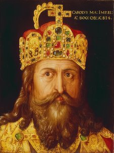 查理曼大帝与帝国王冠加冕的理想画像。纽伦堡，1517年 作者 阿尔布雷希特丢勒