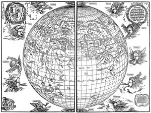 约翰内斯·斯塔比乌斯（Johannes Stabius）的世界地图，1515年，1936年 作者 阿尔布雷希特丢勒