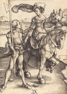 马背上的女士和兰斯奎奈特，约1497年。 作者 阿尔布雷希特丢勒