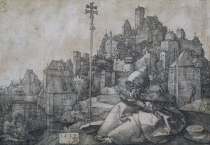 1519年，圣安东尼在镇前 作者 阿尔布雷希特丢勒