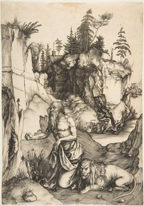 圣杰罗姆Pen悔者在荒野中，ca。 1496。 作者 阿尔布雷希特丢勒