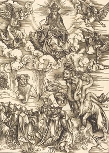 有两只角的野兽，像一只羊，1498年。 作者 阿尔布雷希特丢勒