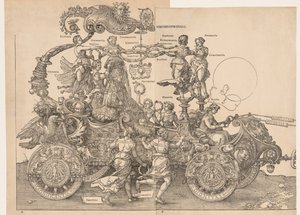 马克西米利安皇帝的大凯旋汽车，1523年。 作者 Albrecht Dürer