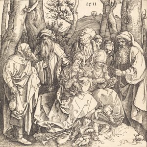神圣的家庭和两个做音乐的天使，1511年。 作者 阿尔布雷希特丢勒