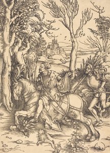 马背上的骑士和Lansquenet，约1496-1497。 作者 阿尔布雷希特丢勒