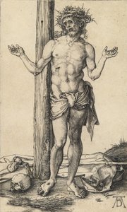 伸开双臂的悲哀之人，约1500年。 作者 阿尔布雷希特丢勒