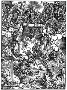 第七封印的开幕，带喇叭的七个天使，1498年，1936年 作者 阿尔布雷希特丢勒