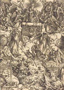 带着喇叭的七位天使，大概在1496-1498年。 作者 阿尔布雷希特丢勒