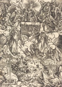 带着喇叭的七位天使，大概在1496-1498年。 作者 阿尔布雷希特丢勒