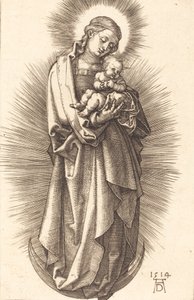带皇冠的新月形上的圣母和儿童，1514年。 作者 阿尔布雷希特丢勒