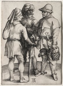 对话中的三个农民，c。 1497。 作者 阿尔布雷希特丢勒