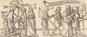 时间和一只狐狸在转动财富之轮，各阶层的人都在右边，可能是1526年。 作者 阿尔布雷希特丢勒
