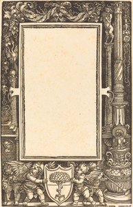 标题-边框是手持皮尔克海默徽章的普蒂，可能是1513年。 作者 阿尔布雷希特丢勒