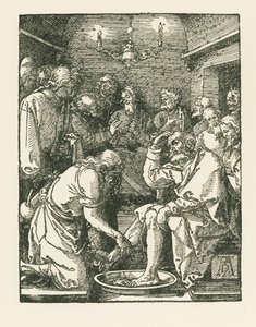 基督为彼得洗脚，约 1508-08 年（木刻） 作者 阿尔布雷希特·丢勒或丢勒