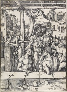 男士浴室，c。 1496-1497 作者 阿尔布雷希特丢勒