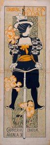 西班牙马拉加自行车道广告 "踏板沙龙"--石版画，作者：Alexandre de Riquer i Ynglada（1856-1920 年