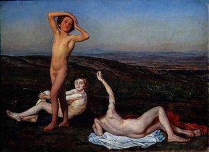 三个裸体男孩，研究 "基督在人们面前出现"。