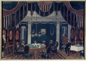 Decor preparatoire pour la piece de theatre "La mascarade" de Mikhail Lermontov (1814-1841)（莱蒙托夫戏剧《化妆舞会》的舞台设计）- Peinture de Alexander Yakovlevich Golovin (Alexandre Golovine) (1863-1930), tempera sur 作者 亚历山大·雅科夫列维奇·戈洛文