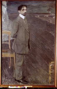 Portrait du poete Mikhail Kouzmine (1875-1936)（诗人米-库兹明的肖像）。亚历山大-雅科夫列维奇-戈洛文（1863-1930 年）的作品，通体钢笔画和粉彩画 作者 亚历山大·雅科夫列维奇·戈洛文