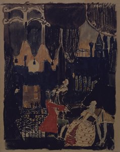 N. Rimski-Korsakov的歌剧莫扎特和萨列里的舞台设计，1902年 作者 亚历山大·雅科夫列维奇·戈洛文