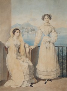 修女伯爵夫人Dorothea 1804-1863和Catherine 1803-1888 von Tiesenhausen的肖像，1825年