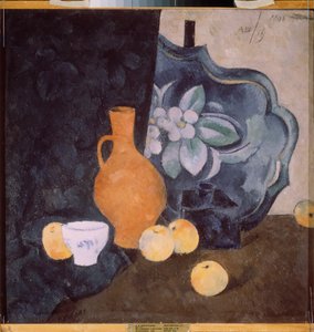 Nature morte avec un vase jaune et un bol blanc（静物与黄色壶和白色碗） - Oeuvre de Alexander Vasilyevich Shevchenko (Alexandre Chevtchenko) (1883-1948), huile sur carton - Art russe（俄罗斯艺术