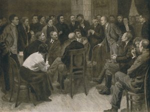 列宁与Narodnik Vorontsov的辩论1894》，1939年。 作者 亚历山大·维克托罗维奇·莫拉沃夫