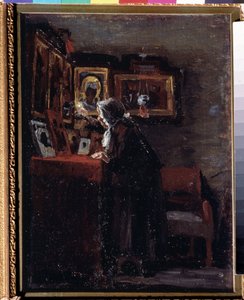 在宗教盛宴之前 - Aleksei Fyodorovich Afanasyev (Alexis Afanasyev) 的绘画 (1850-1920) - 布面油画，41 x 31.5 厘米 作者 Aleksei Fyodorovich Afanasyev