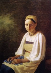 一个矢车菊的农民女孩，1820年代 作者 Aleksei Gavrilovich Venetsianov