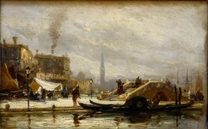 威尼斯火车站附近。Noon par Bogolyubov (Bogolioubov), Alexei Petrovich (1824-1896)