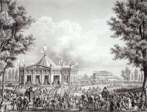 队伍经过为费迪南一世加冕而建立的展馆（1793-1875）。 作者 亚历山德罗（后）桑基里科